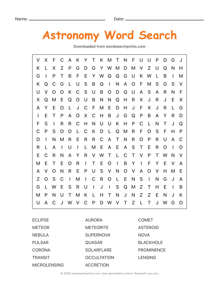 Astronomy Word Search