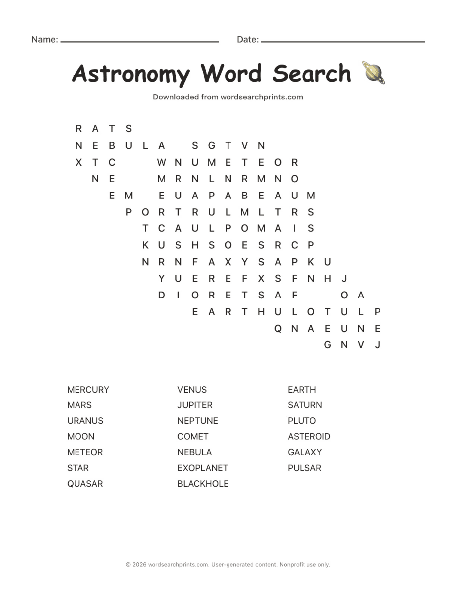 Astronomy Word Search
