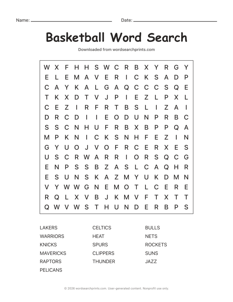 Basketball Word Search