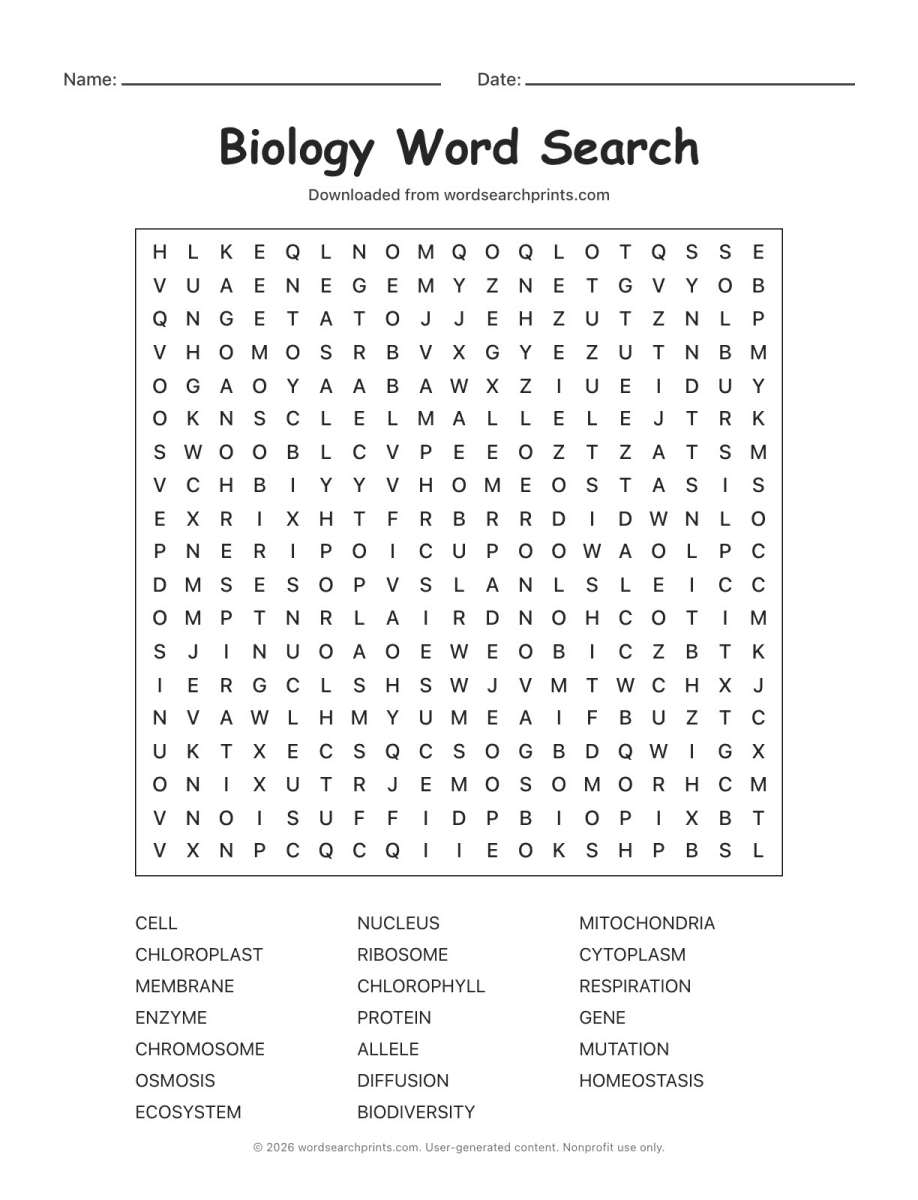 Biology Word Search