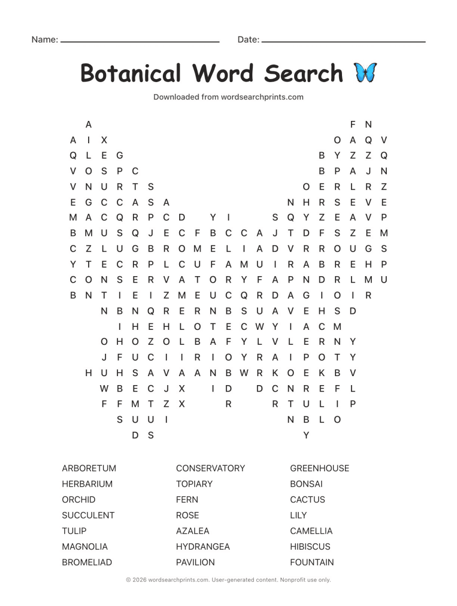Botanical Word Search