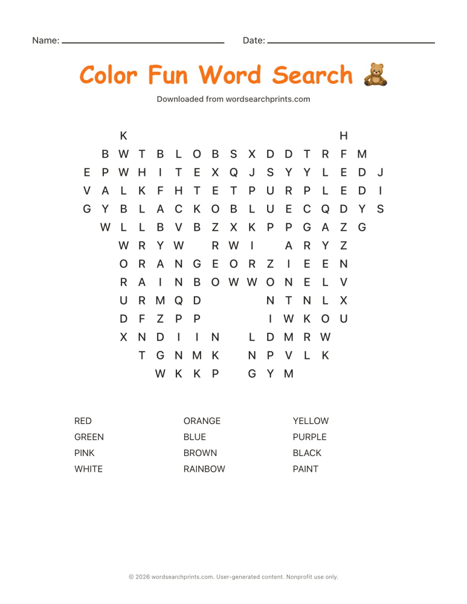 Color Fun Word Search