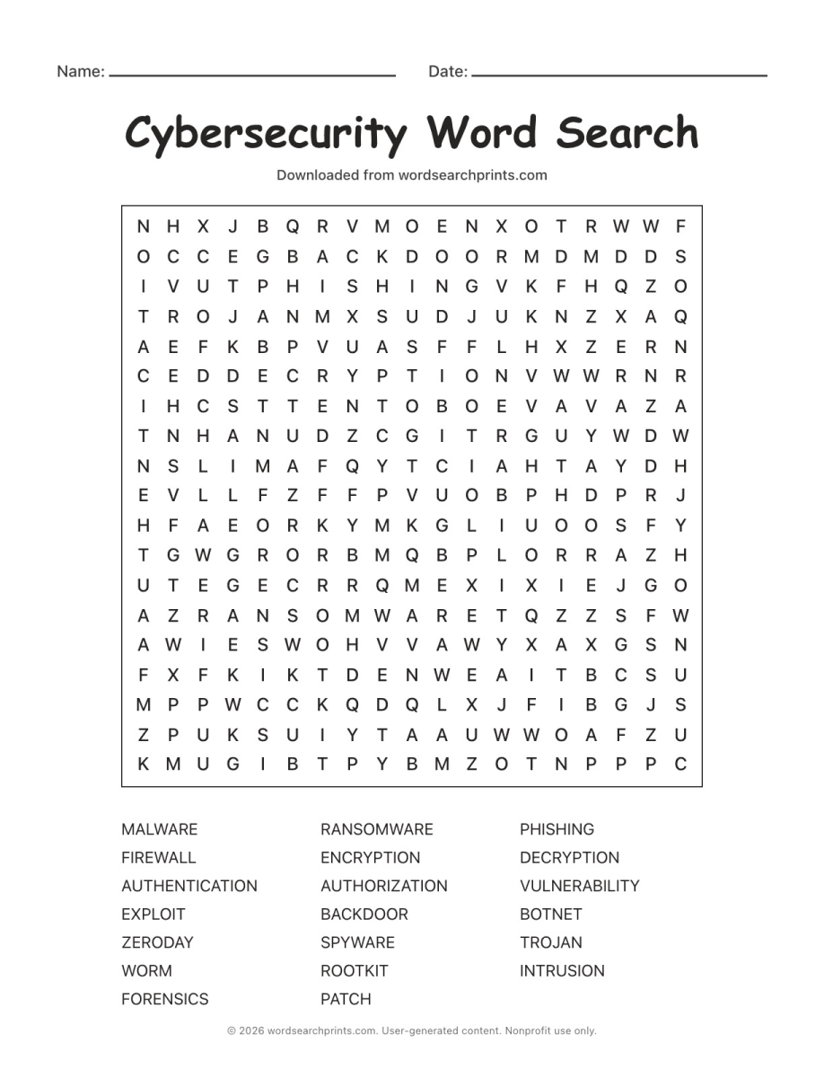 Cybersecurity Word Search