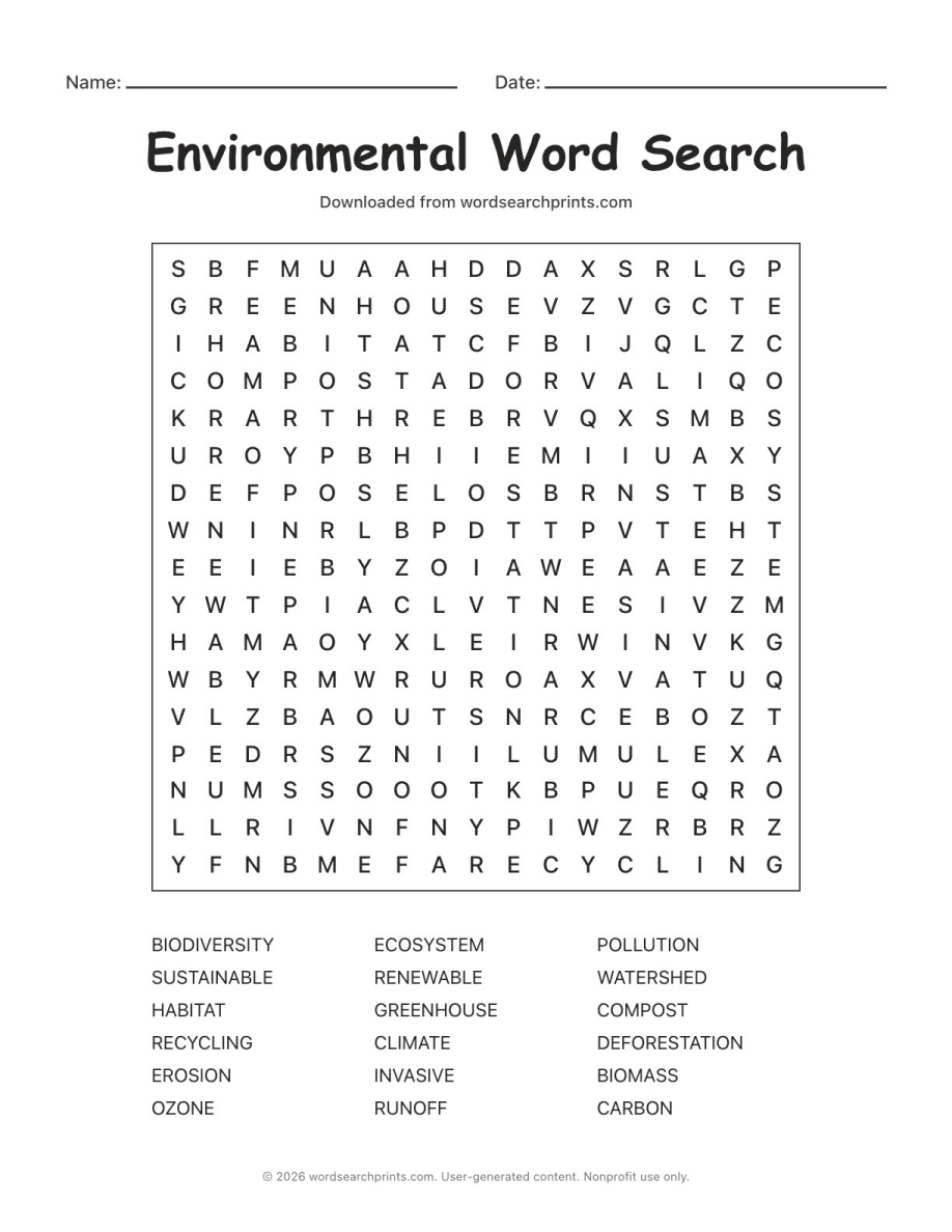 Environmental Word Search