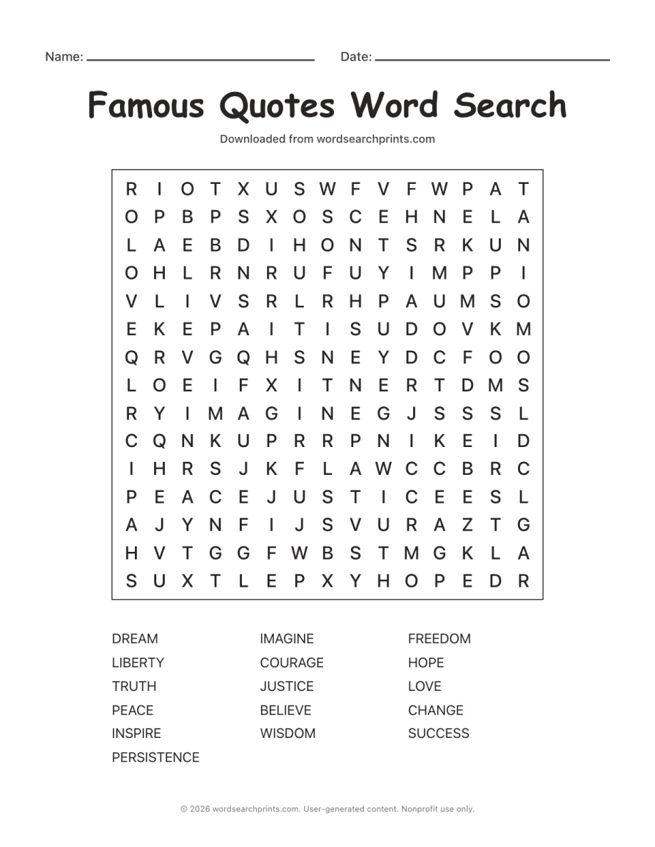Famous Quotes Word Search