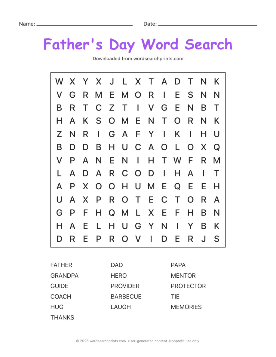 Father's Day Word Search