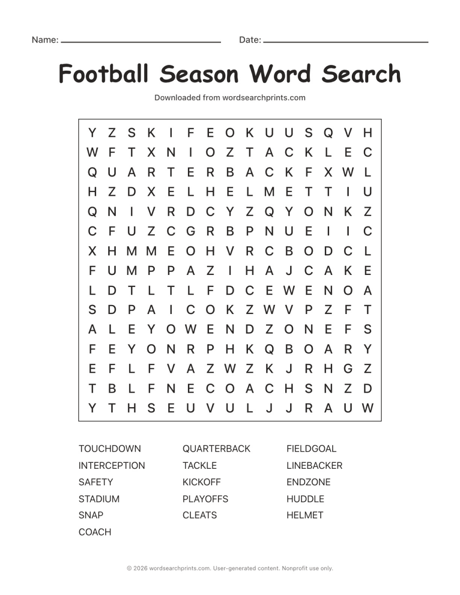 Football Season Word Search