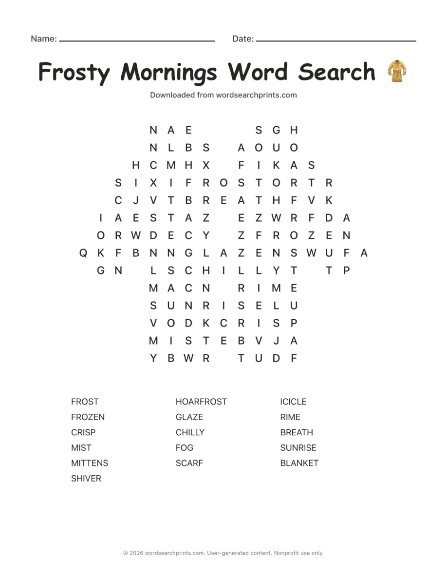 Frosty Mornings Word Search