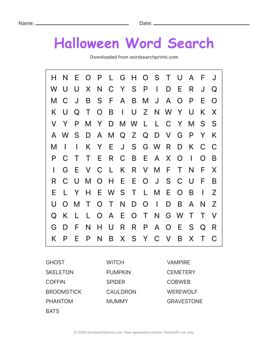 Halloween Word Search