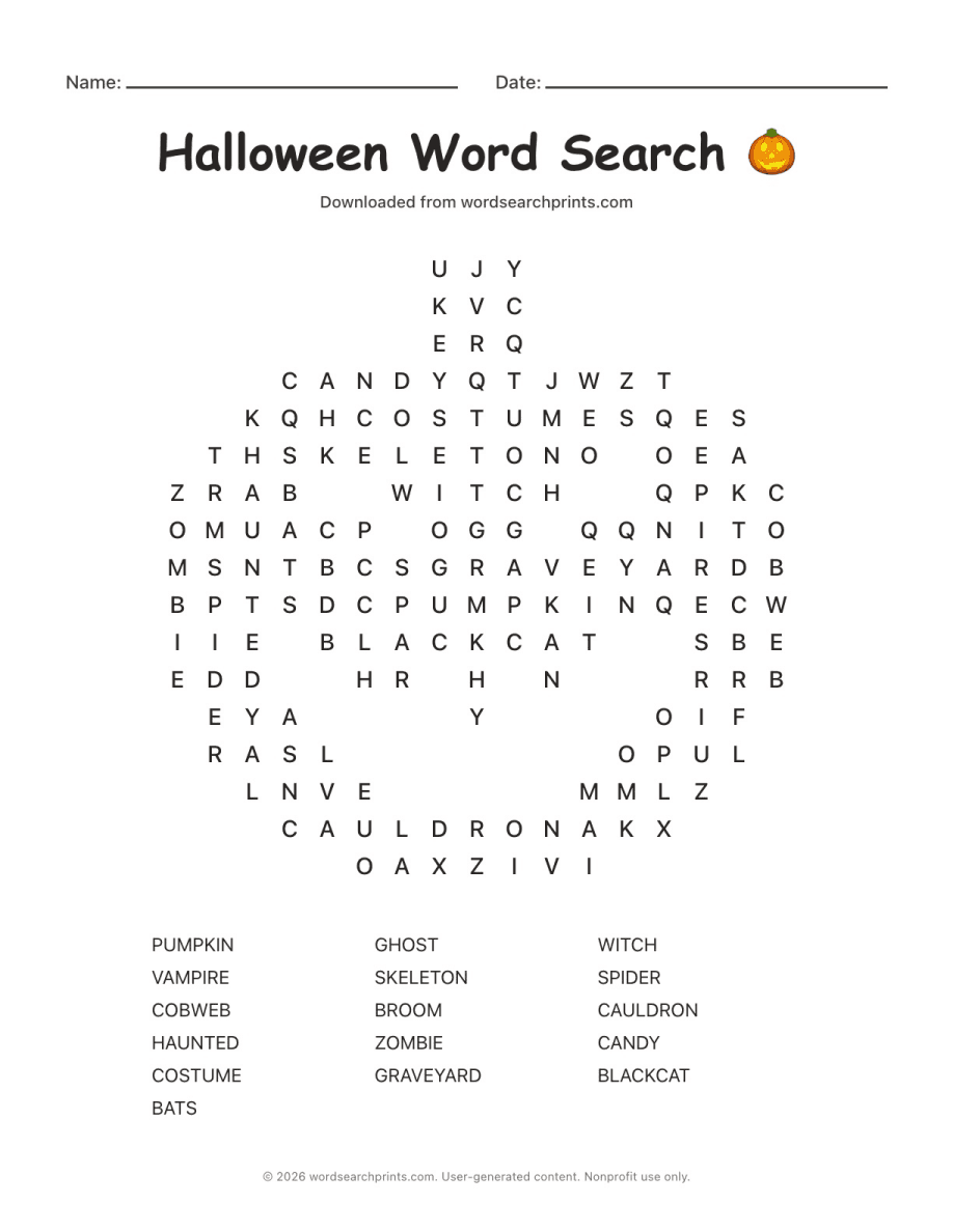 Halloween Word Search