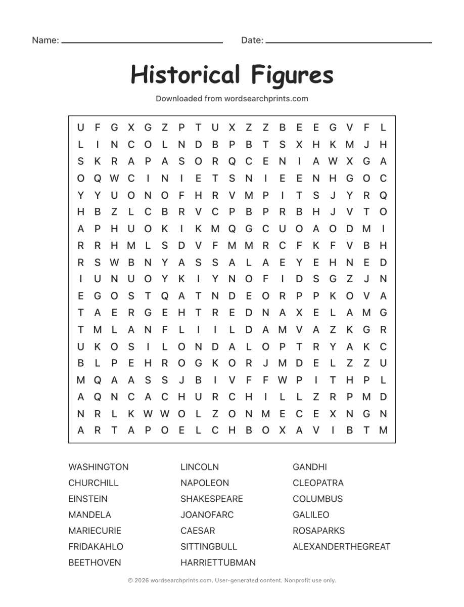 Historical Figures Word Search