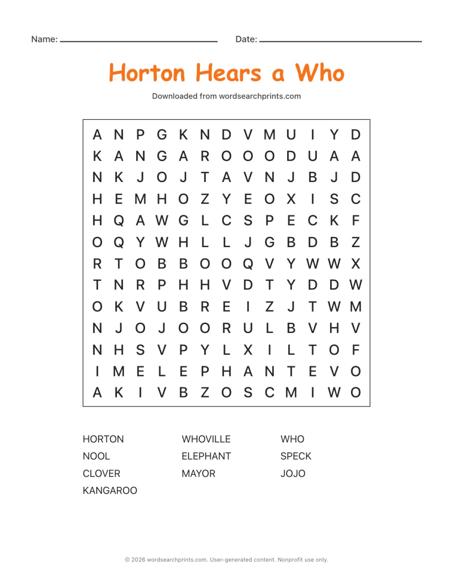 Horton Hears a Who Word Search