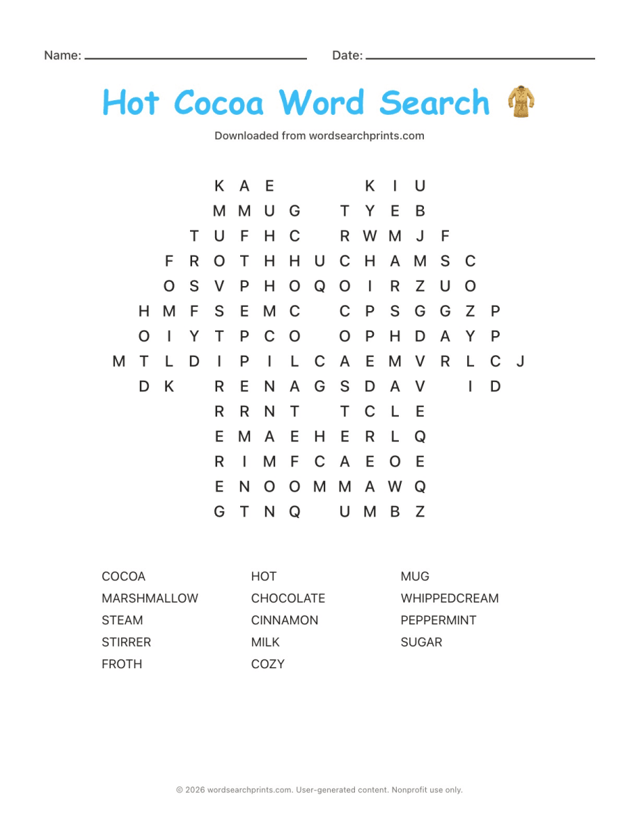 Hot Cocoa Word Search