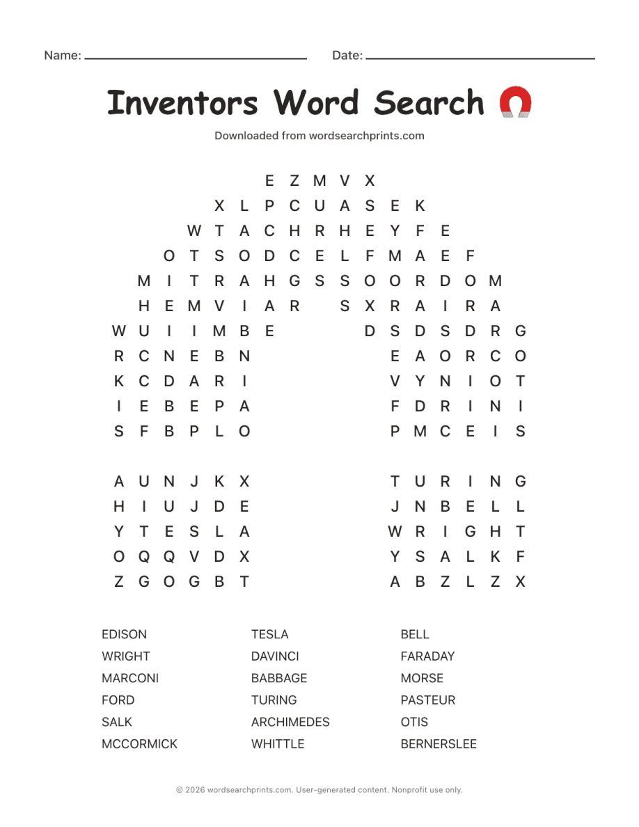 Inventors Word Search