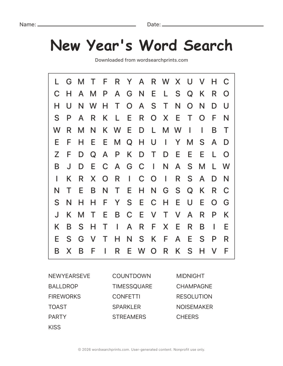 New Year's Word Search