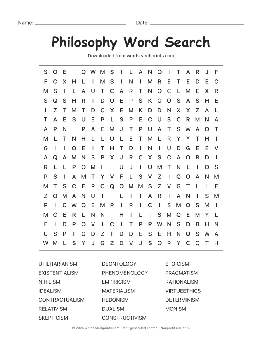 Philosophy Word Search