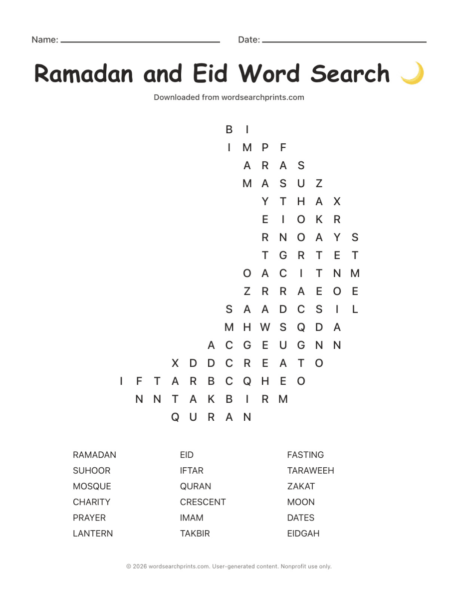 Ramadan and Eid Word Search