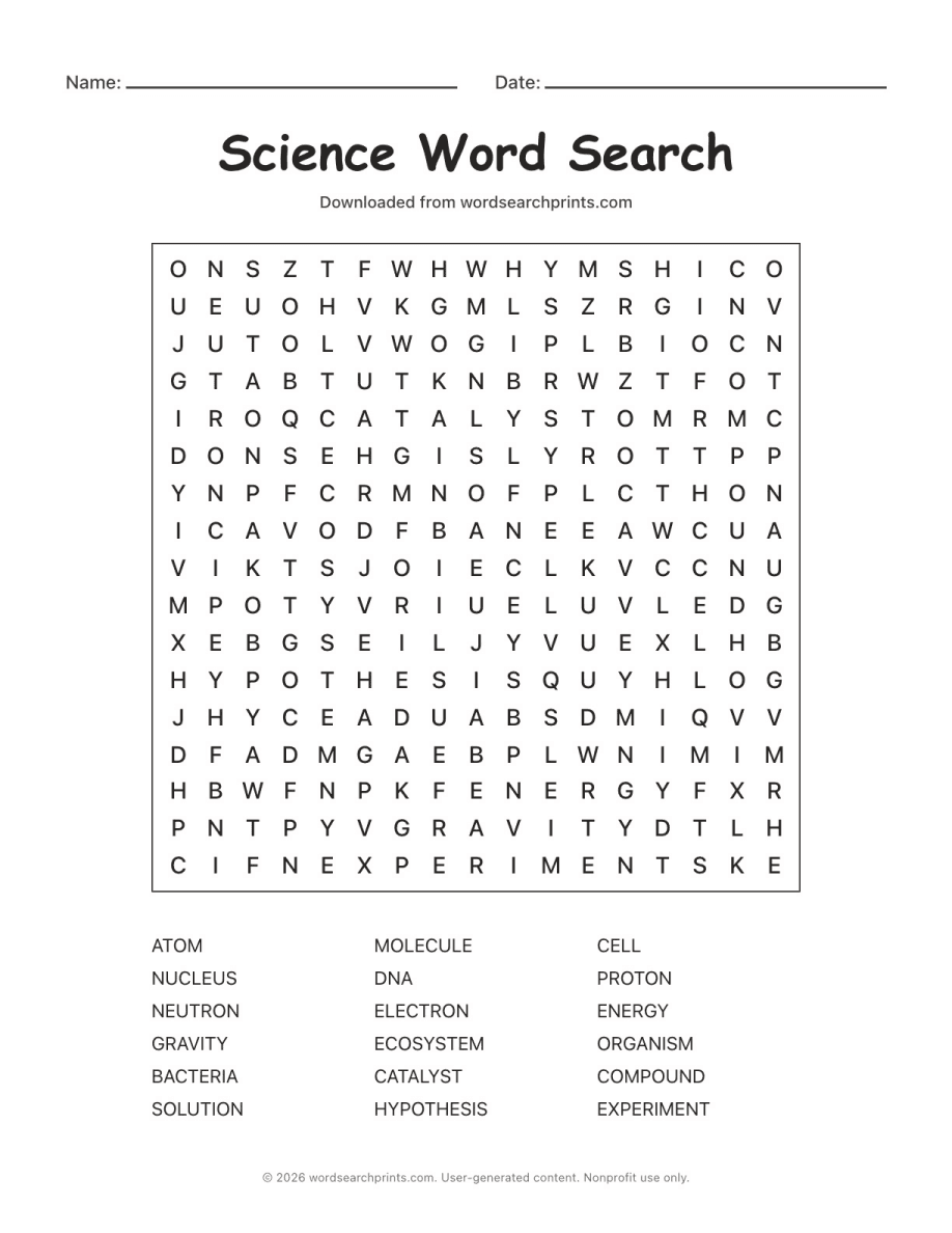 Science Word Search