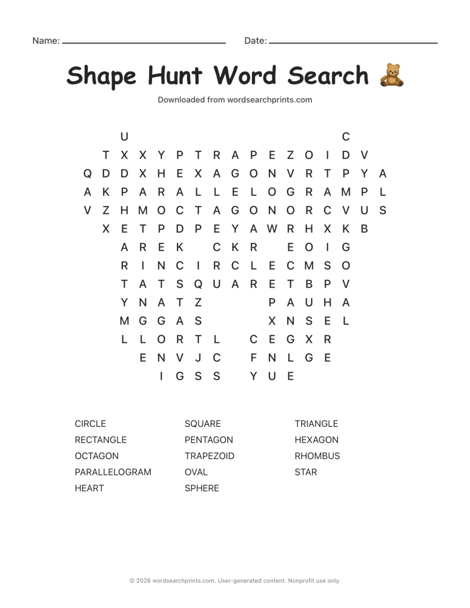 Shape Hunt Word Search