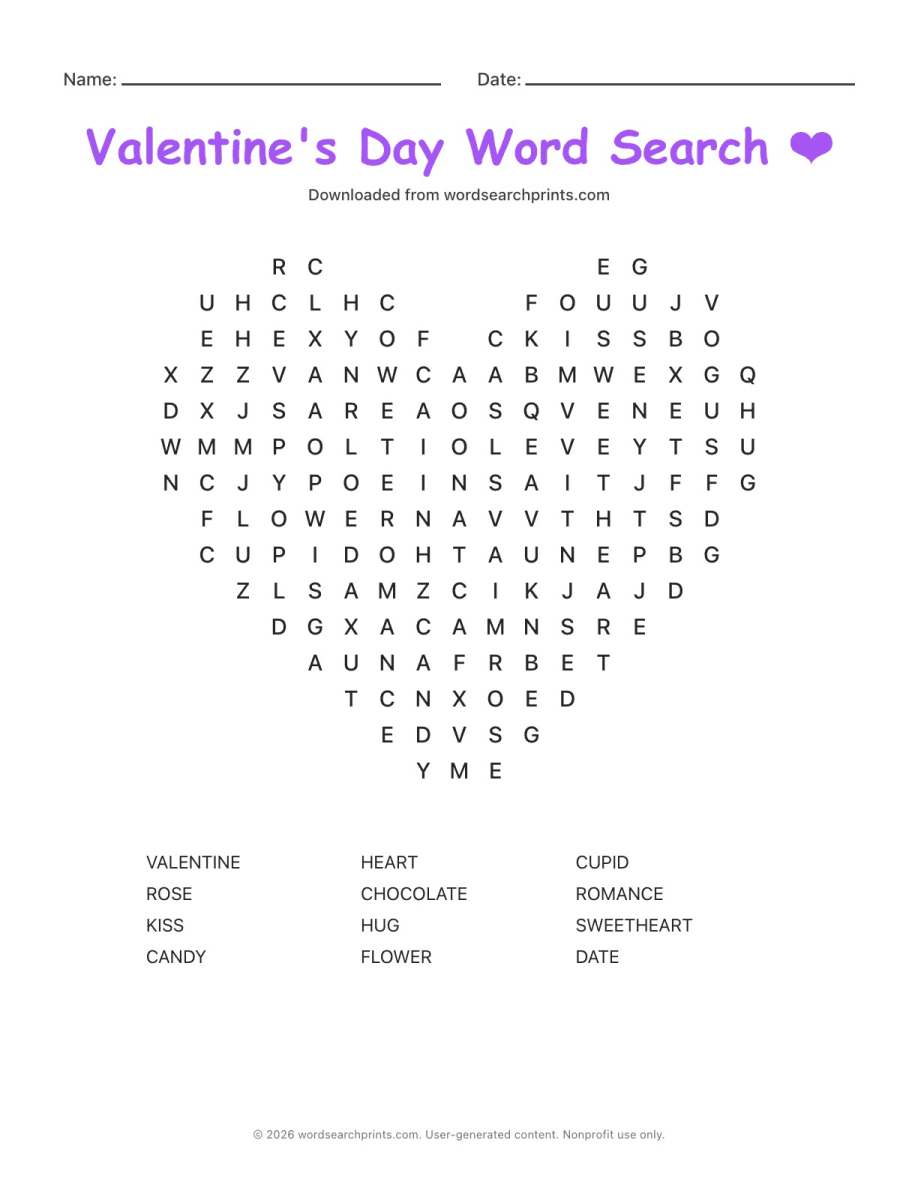 Valentine's Day Word Search