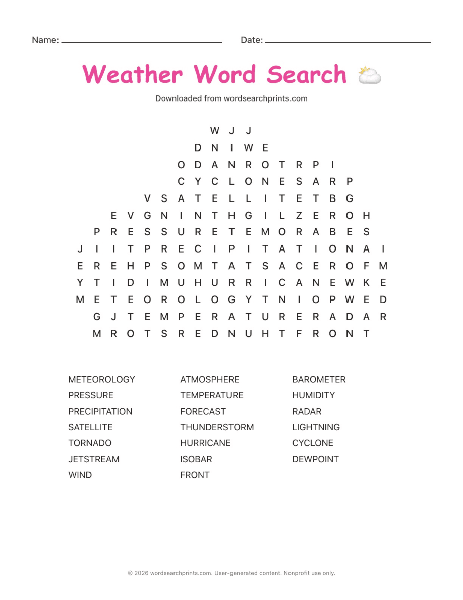 Weather Word Search
