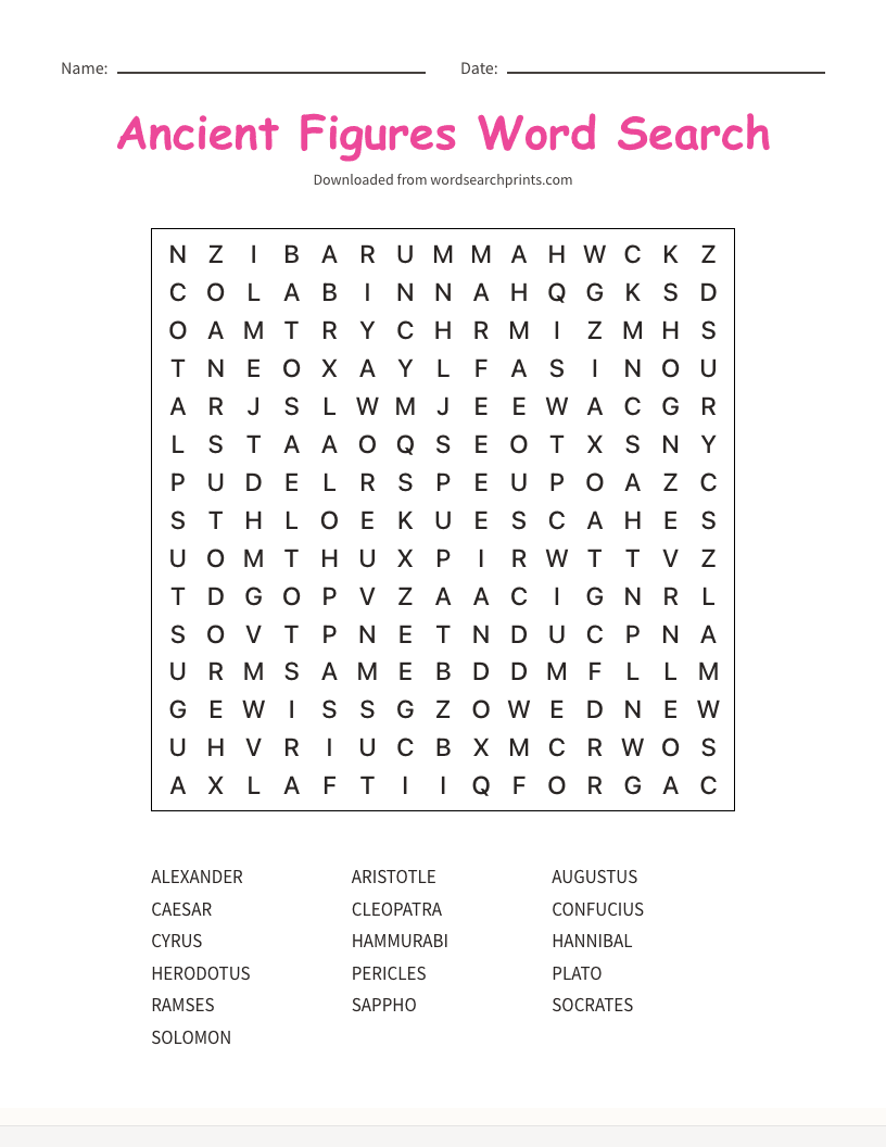 Ancient Figures Word Search
