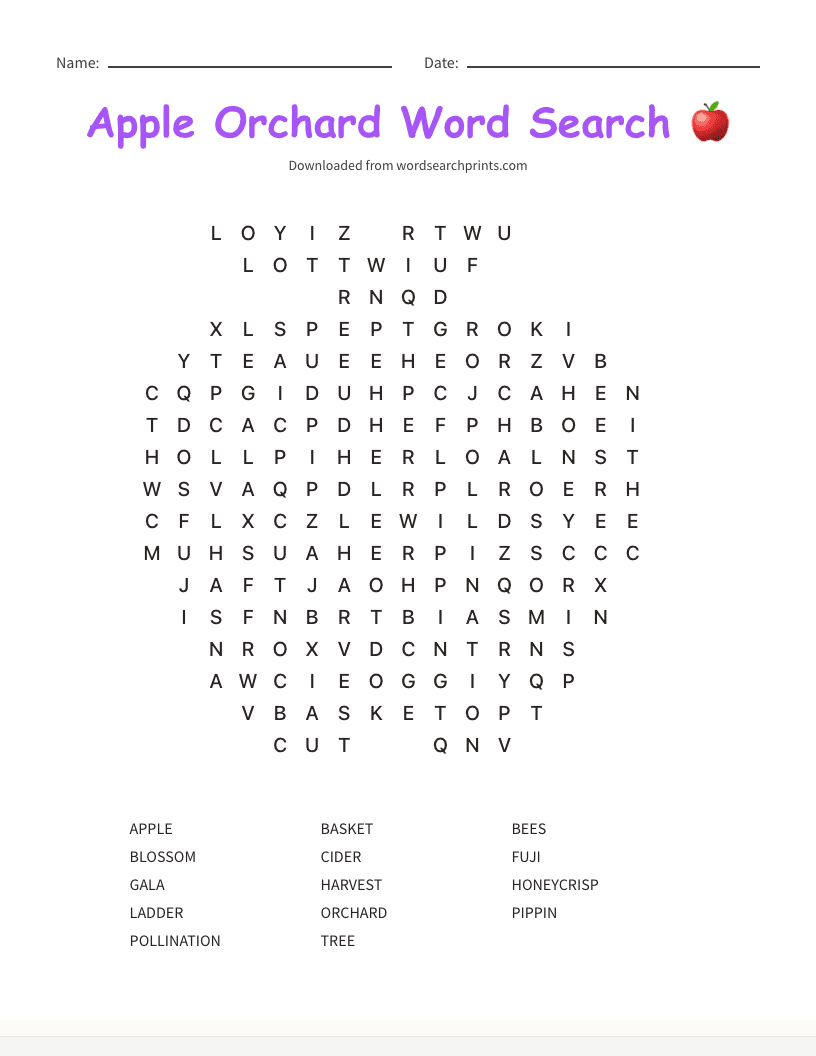Apple Orchard Word Search