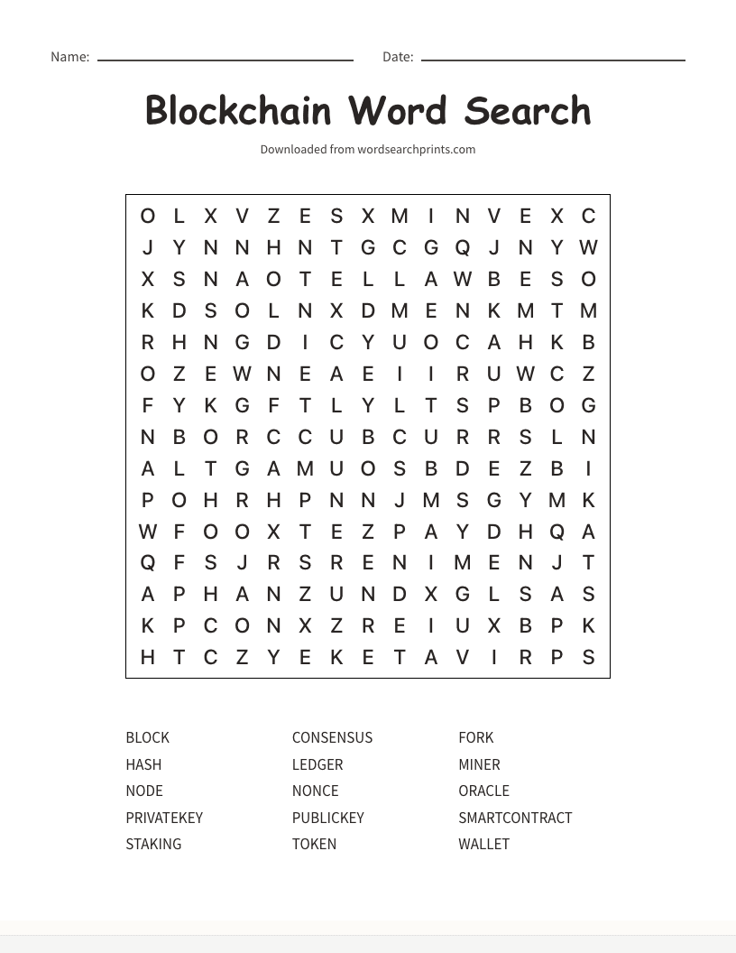 Blockchain Word Search