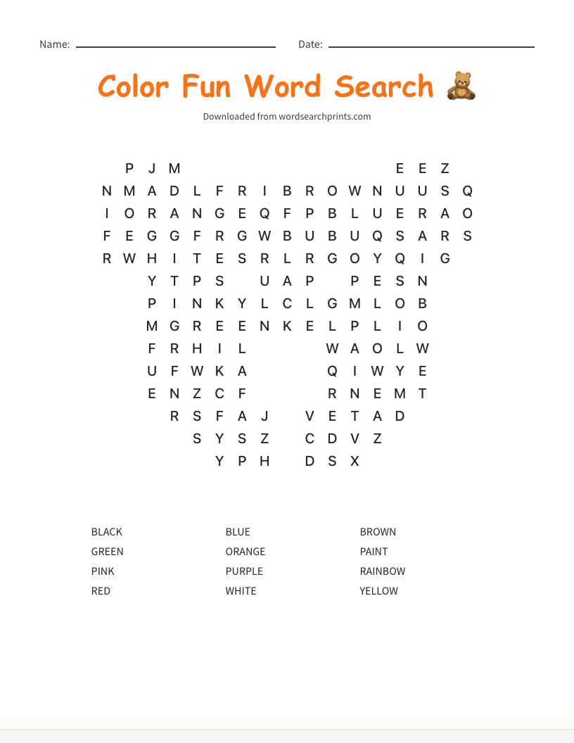 Color Fun Word Search