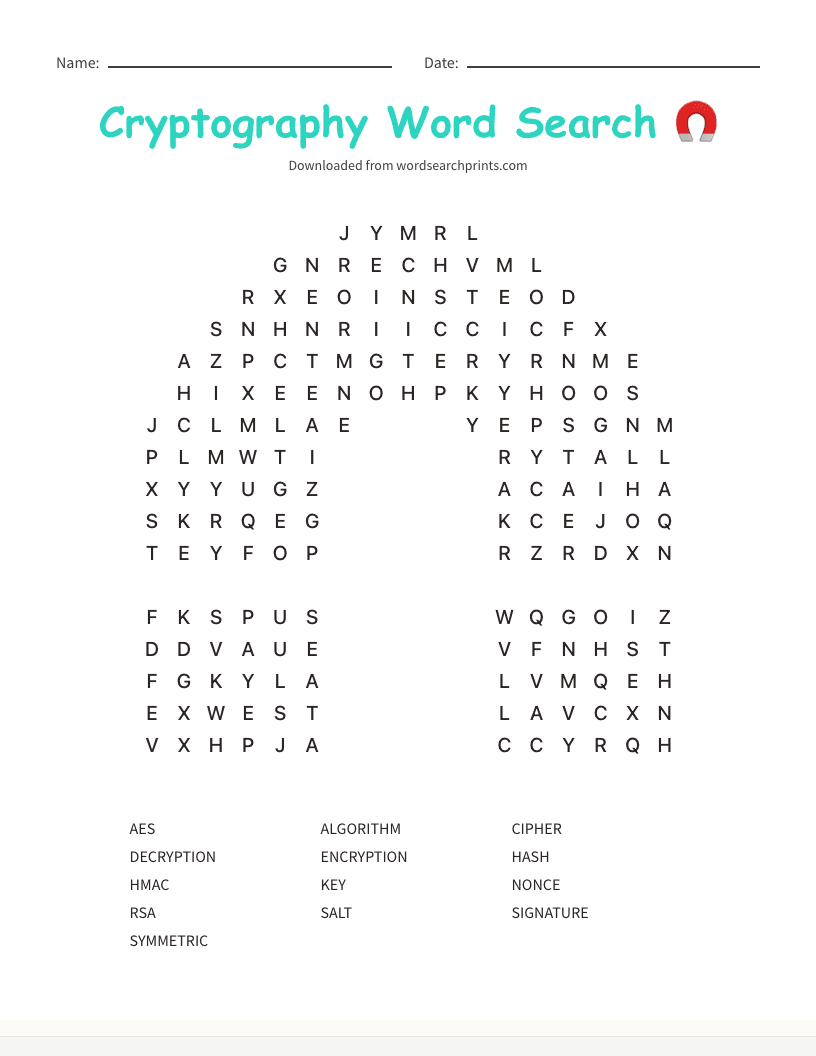 Cryptography Word Search