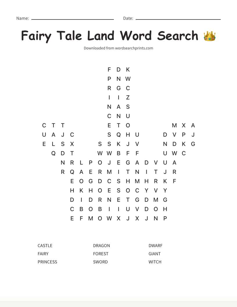 Fairy Tale Land Word Search