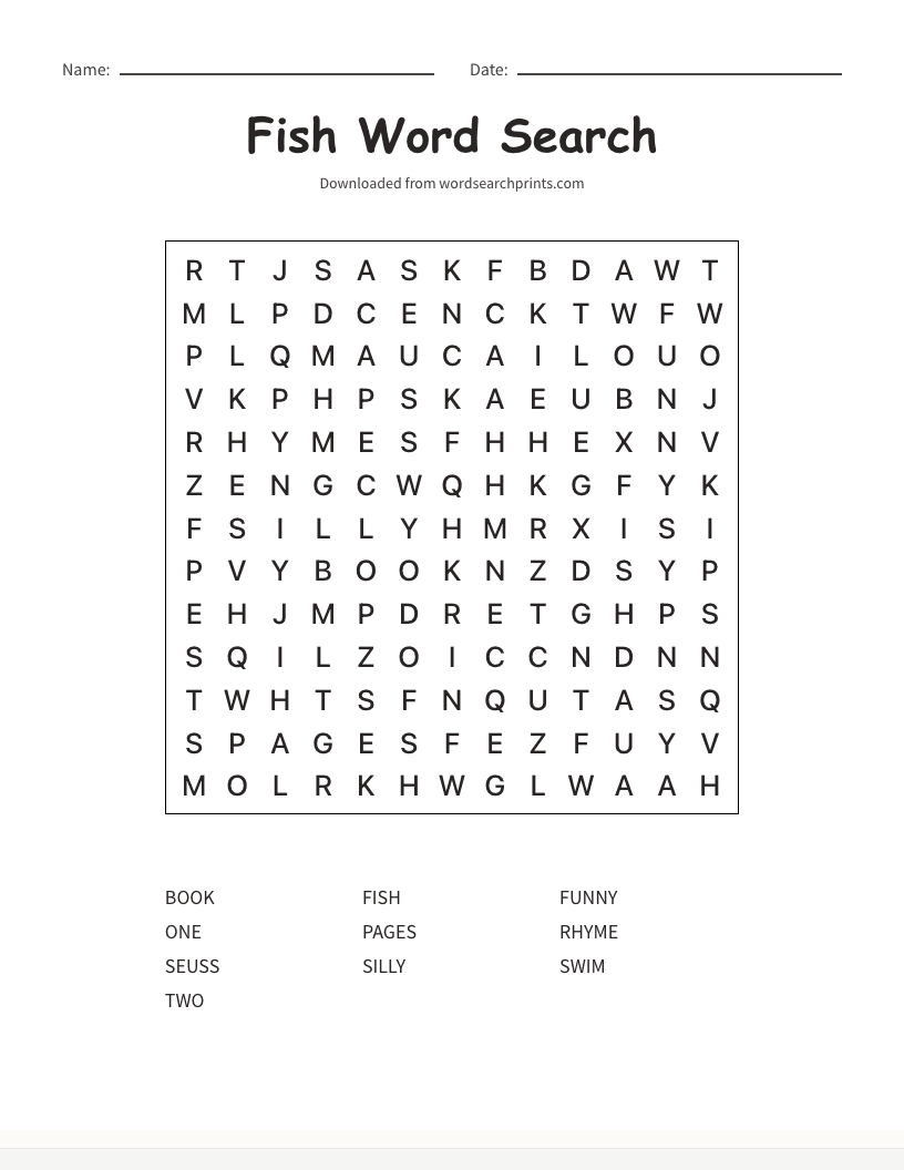 Fish Word Search