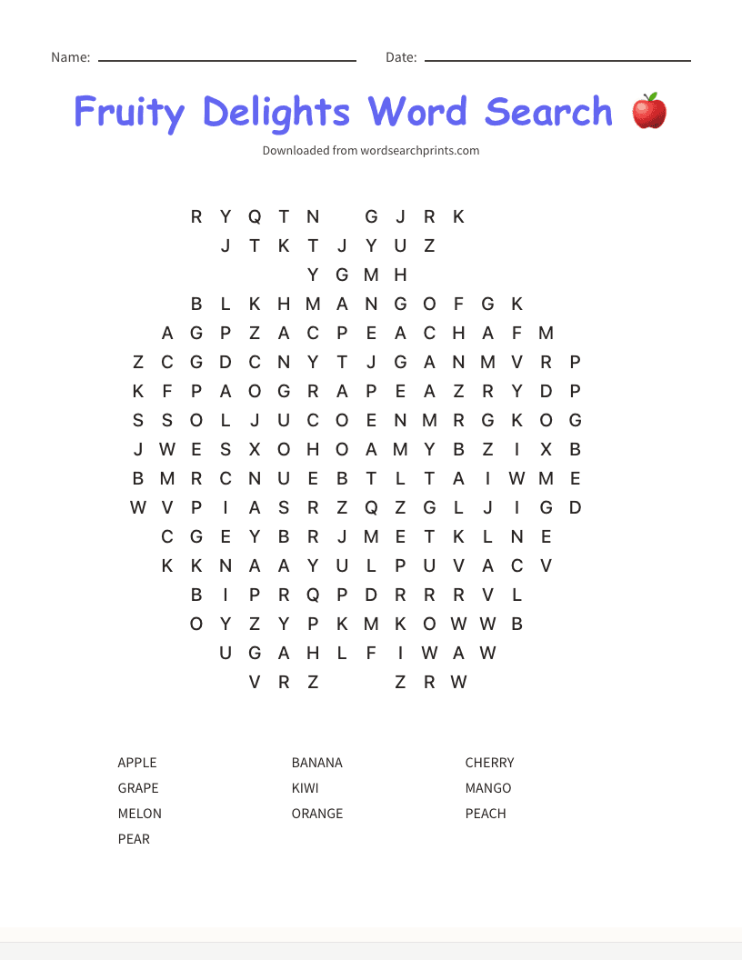Fruity Delights Word Search