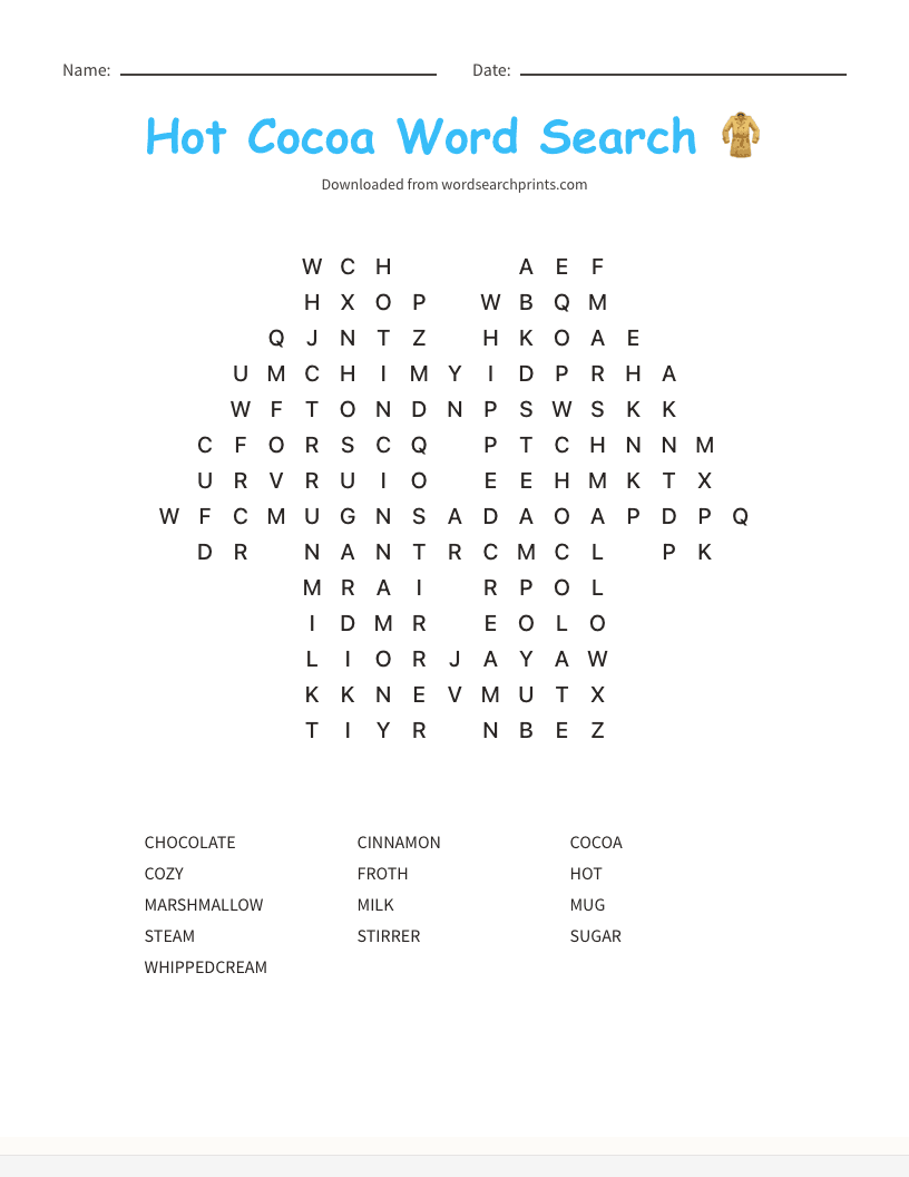 Hot Cocoa Word Search