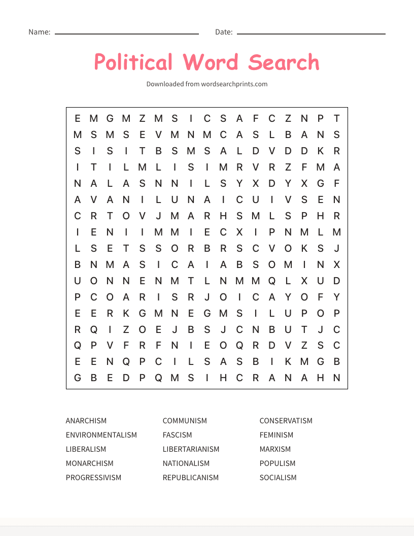 Political Word Search
