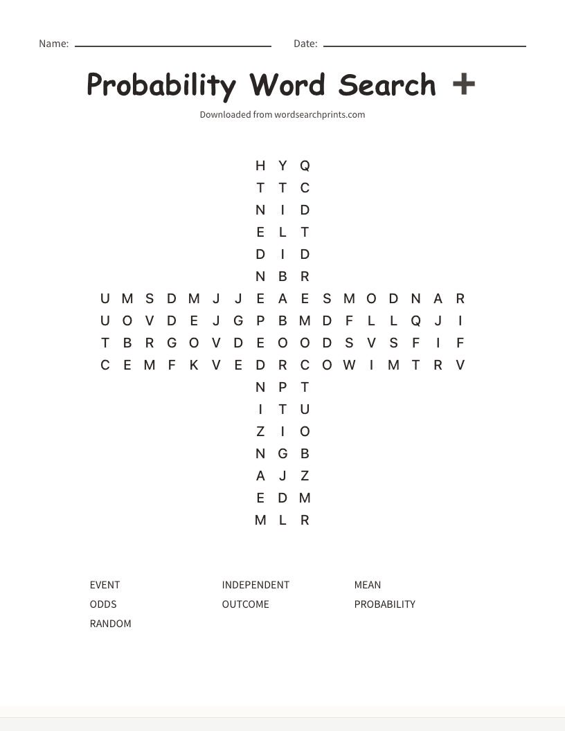 Probability Word Search