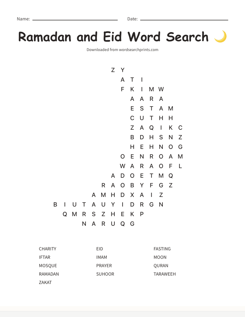 Ramadan and Eid Word Search