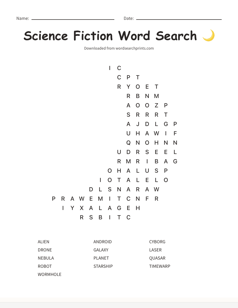Science Fiction Word Search