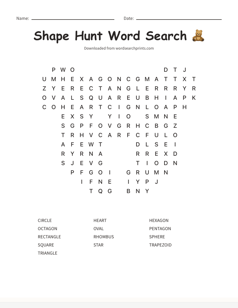 Shape Hunt Word Search