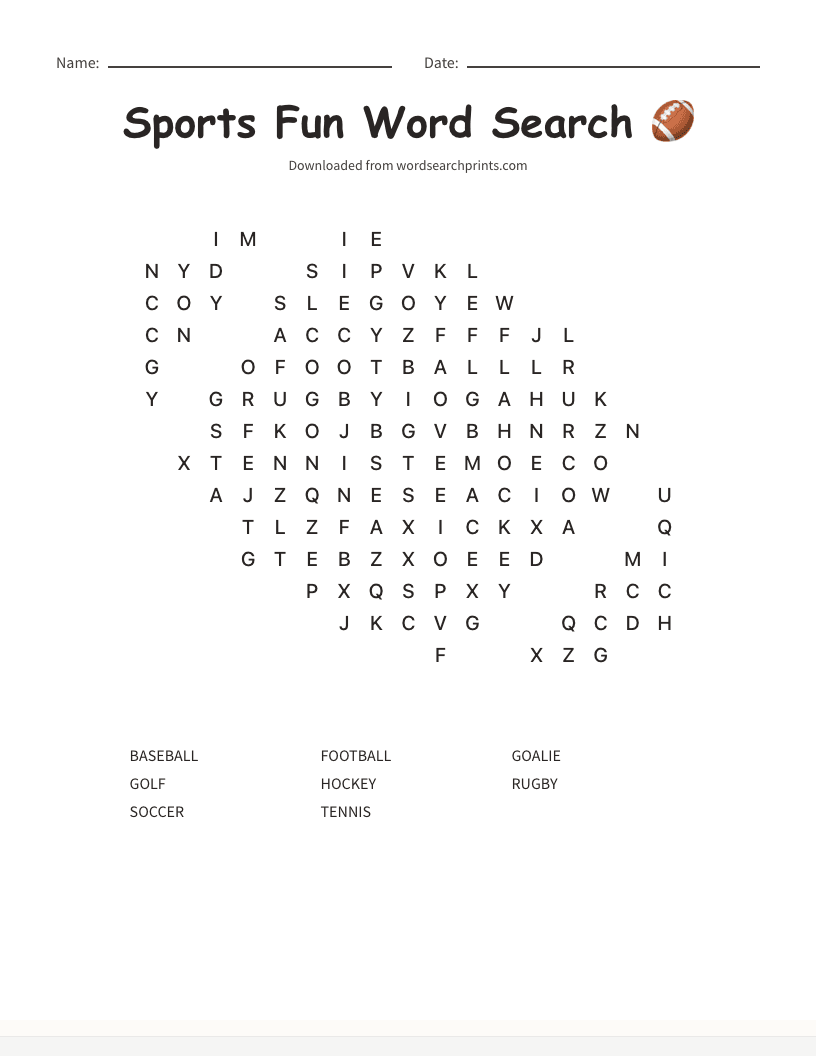 Sports Fun Word Search