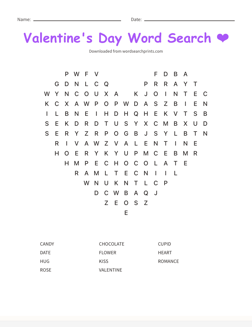 Valentine's Day Word Search