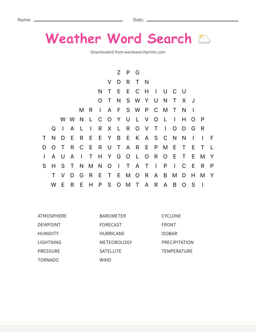 Weather Word Search