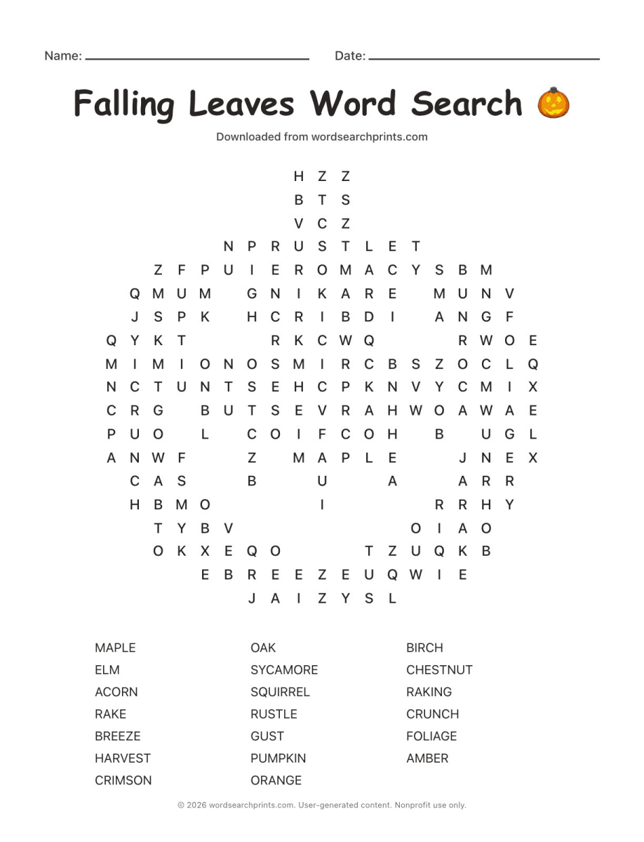 Falling Leaves Word Search