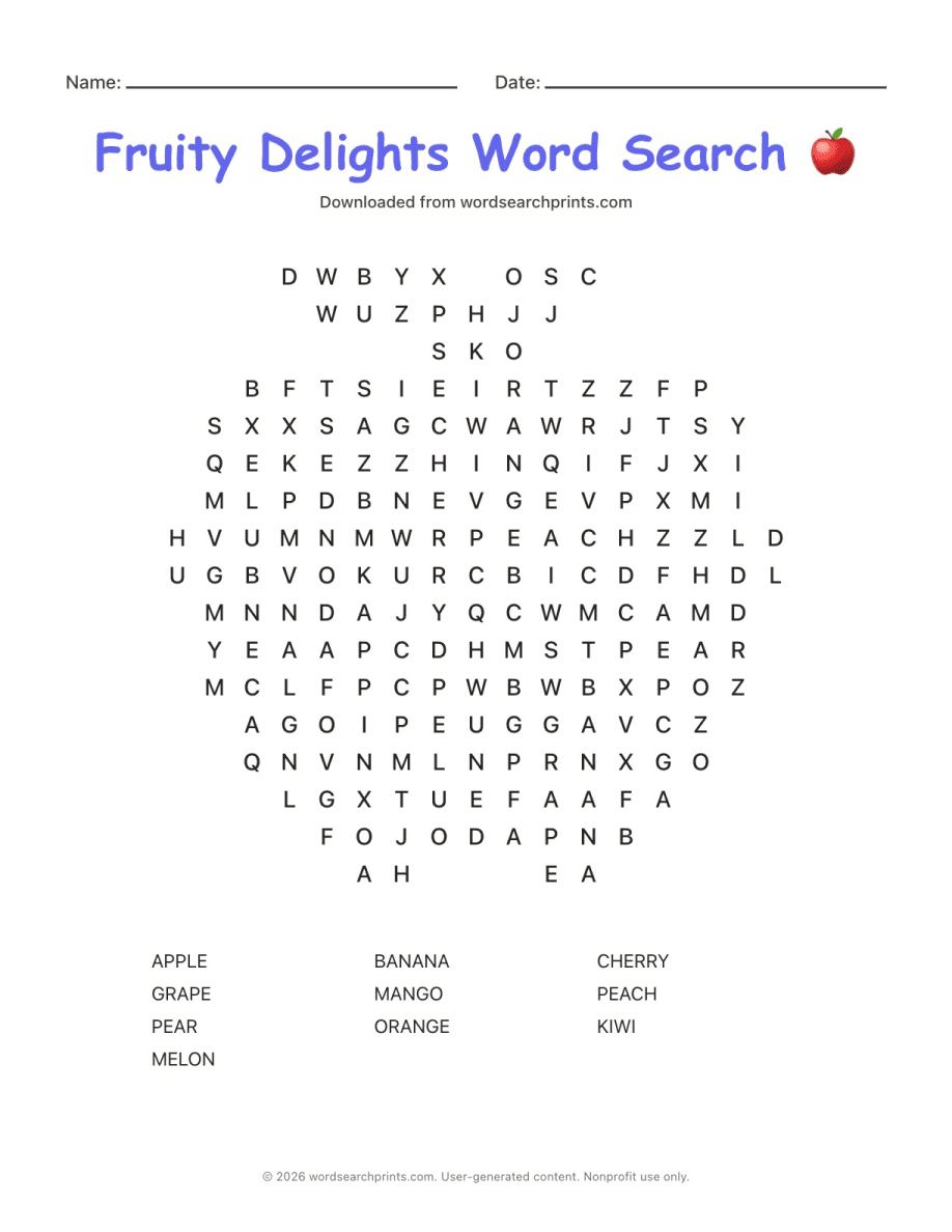 Fruity Delights Word Search